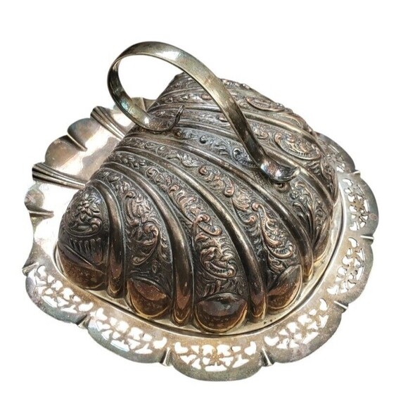 Antique Vintage William Adams England Footed Dome Butter Caviar Dish Scalloped - Picture 2 of 13